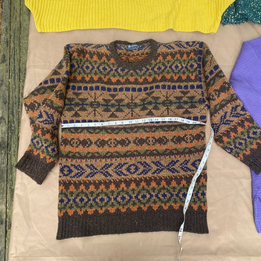 Vintage Burberry Men's tribal mid century Crewneck Sweater